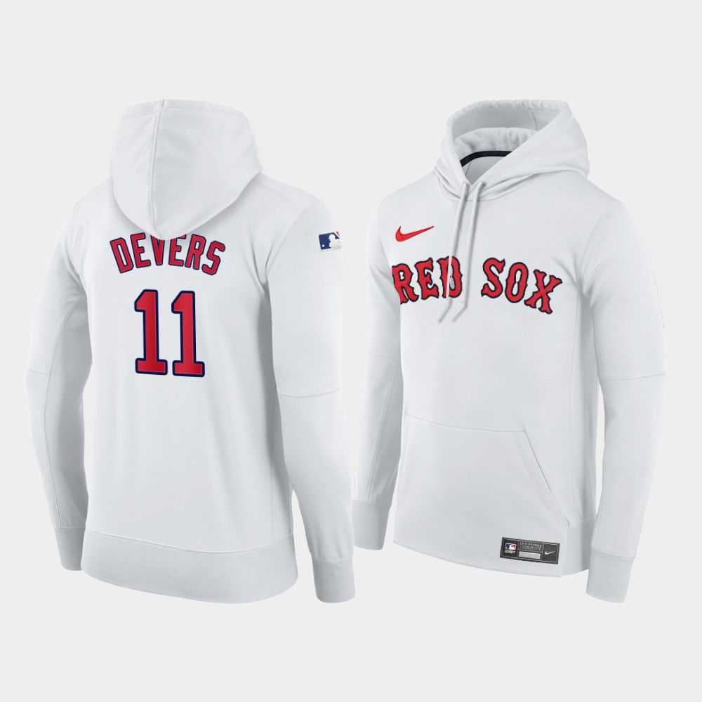 Men Boston Red Sox 11 Devers white home hoodie 2021 MLB Nike Jerseys